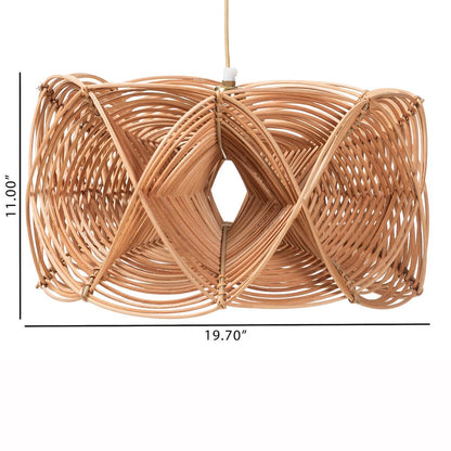 Jeneth Natural Rattan Pendant Lampshade - Coastal Boho Ceiling Light Cover