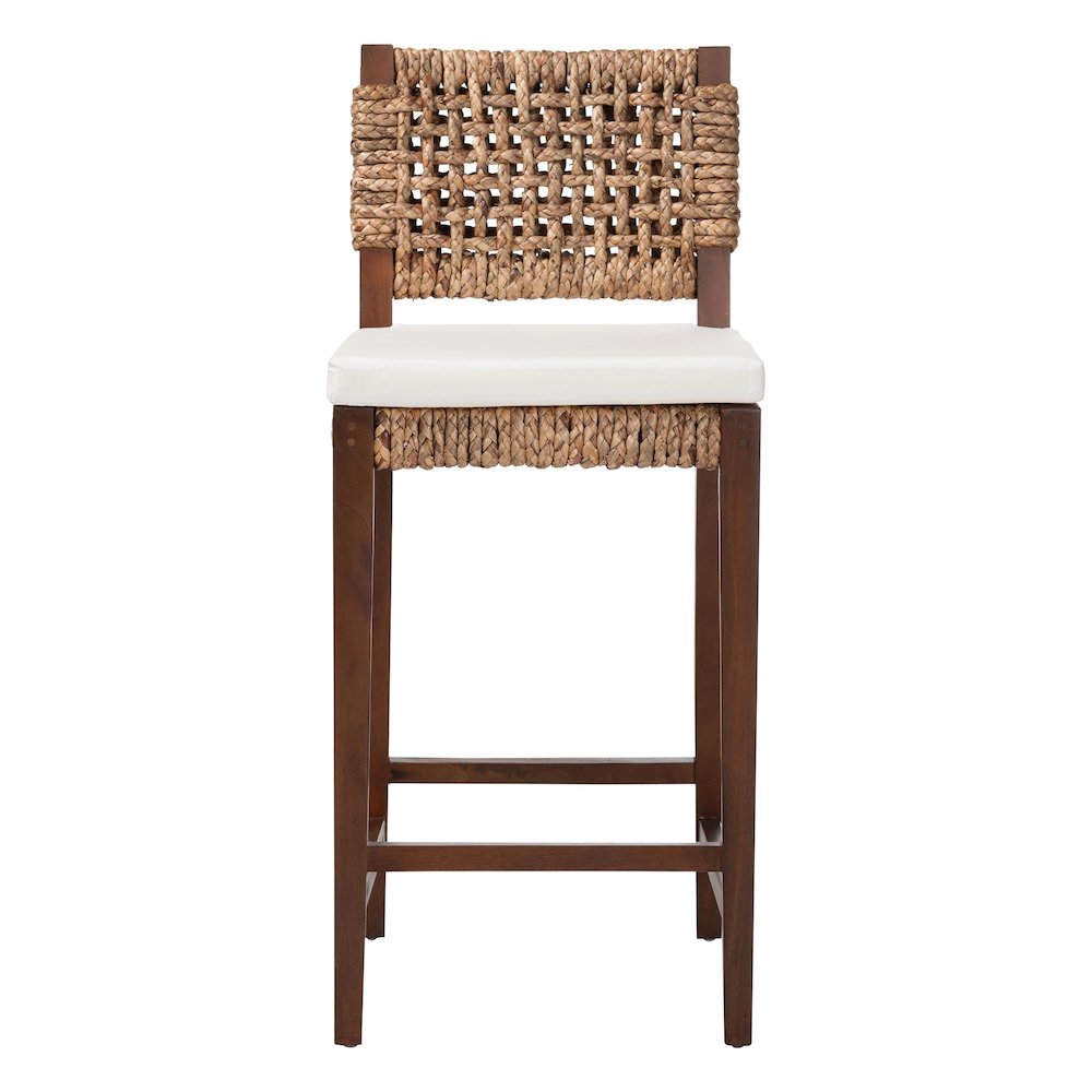 bali & pari Alise Handwoven Seagrass Bar Stool with Mahogany Wood Frame