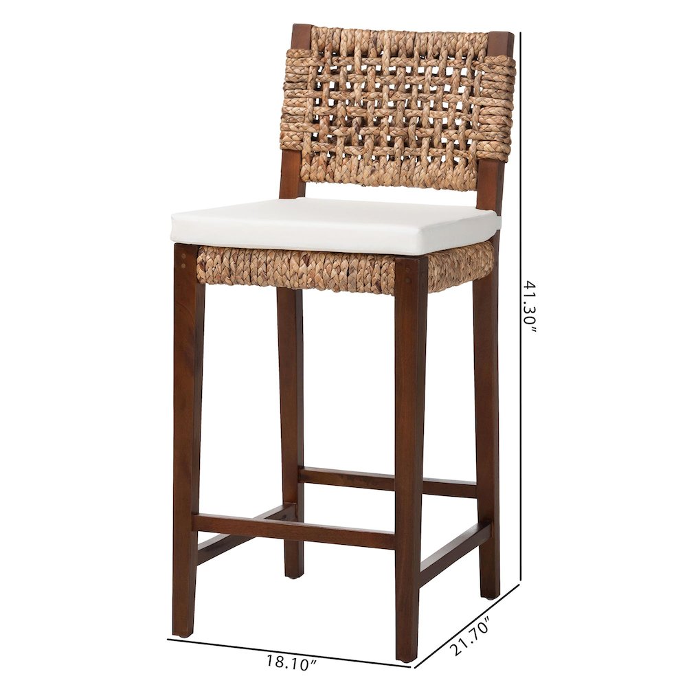 bali & pari Alise Handwoven Seagrass Bar Stool with Mahogany Wood Frame