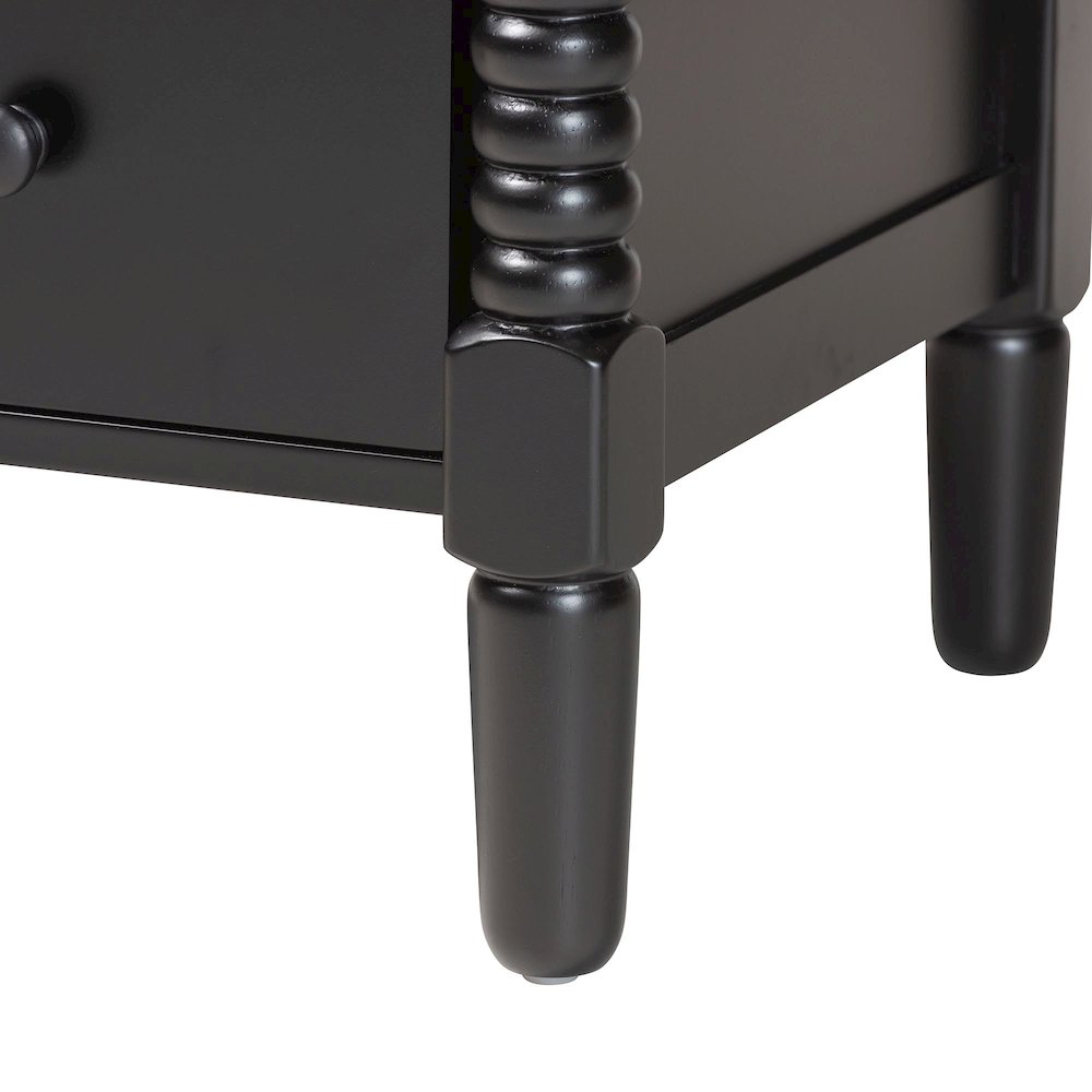 Braith Farmhouse Black Spindle Wood 5-Drawer Chest