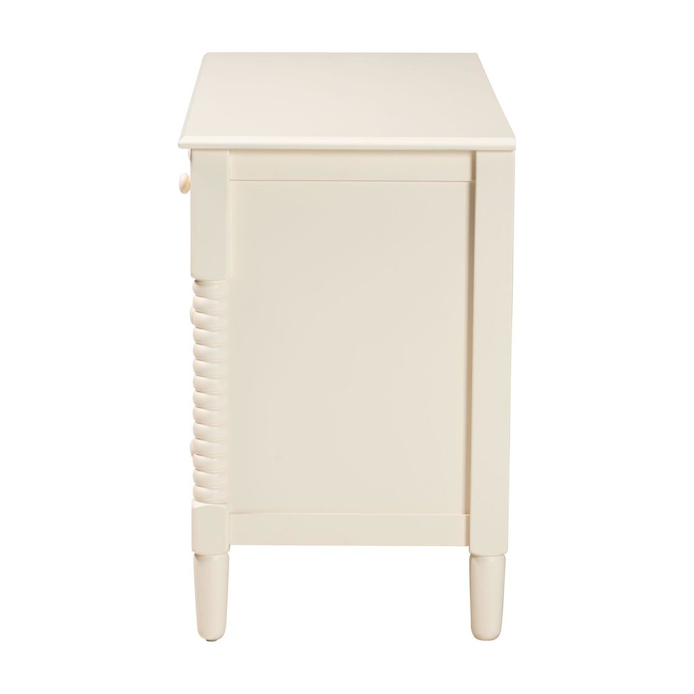 Braith Farmhouse Ivory Spindle Wood 7-Drawer Dresser