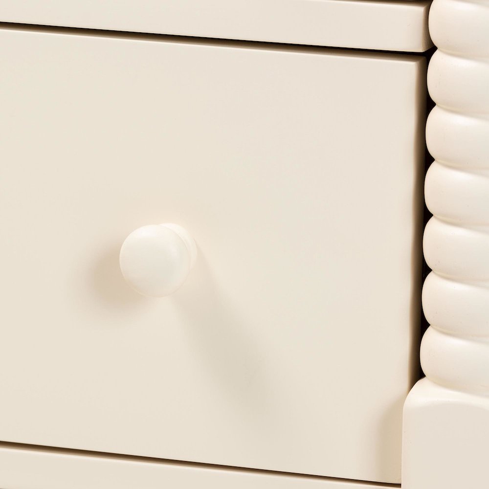 Braith Farmhouse Ivory Spindle Wood 7-Drawer Dresser