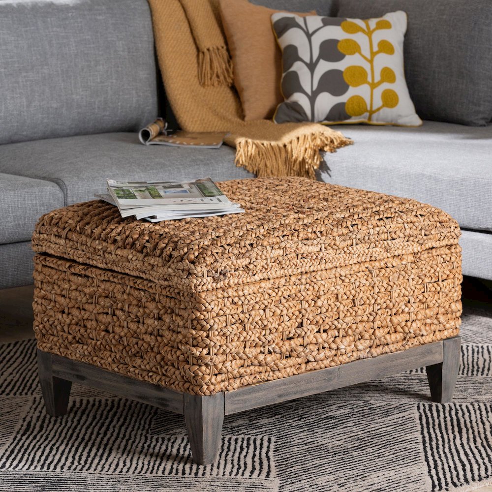 Bailey Handwoven Seagrass Storage Ottoman