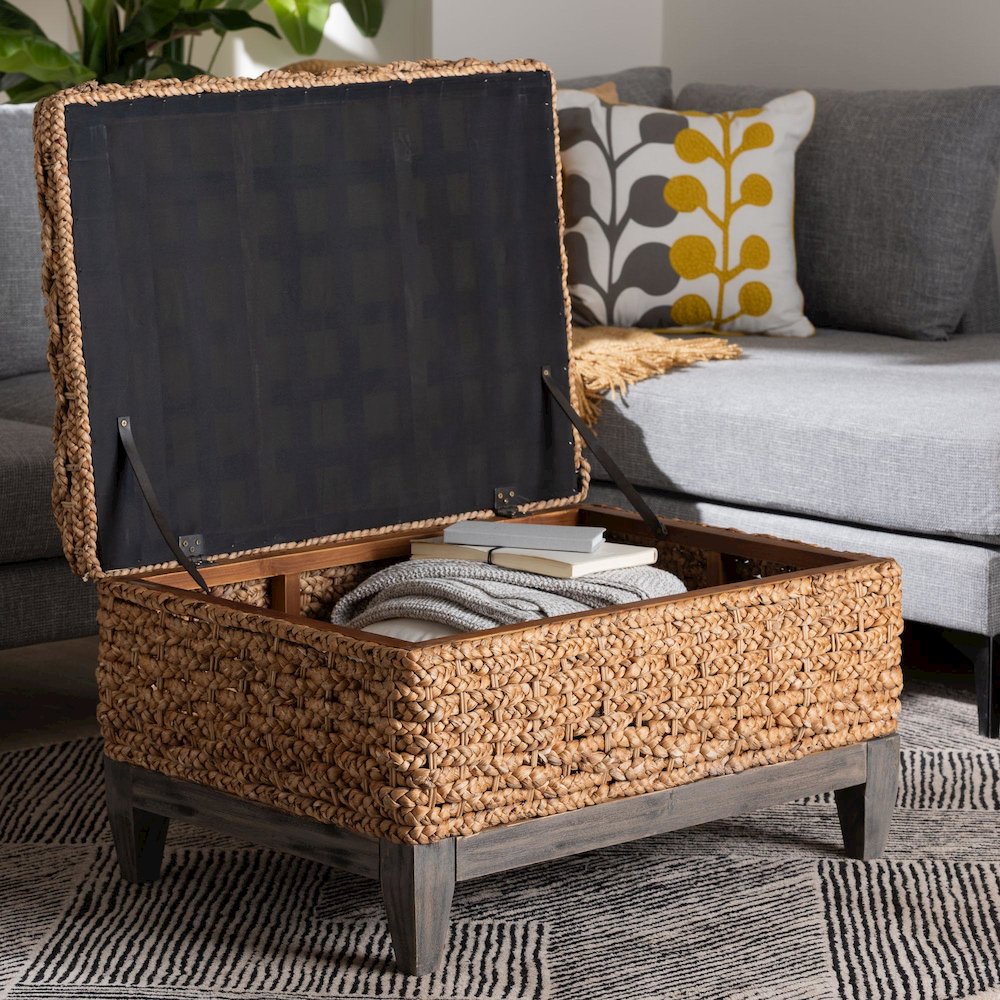 Bailey Handwoven Seagrass Storage Ottoman