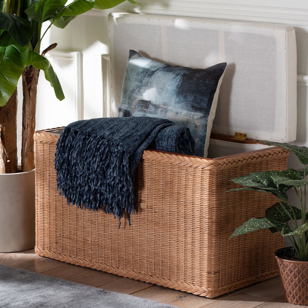 Eamon Braided Natural Rattan Storage Bench