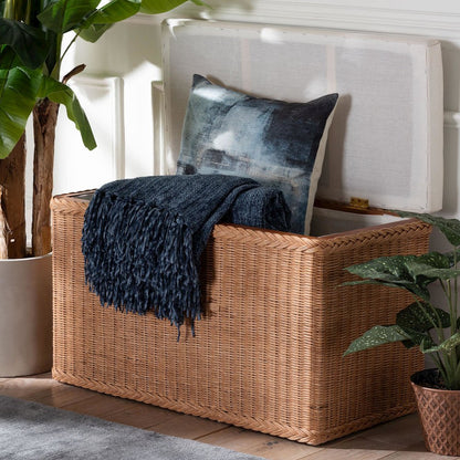 Eamon Braided Natural Rattan Storage Bench