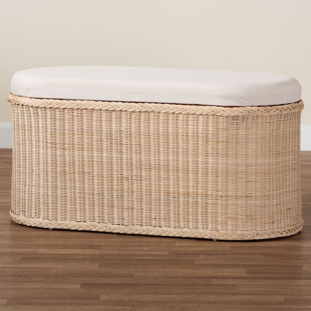 Barid Braided Natural Rattan Storage Bench