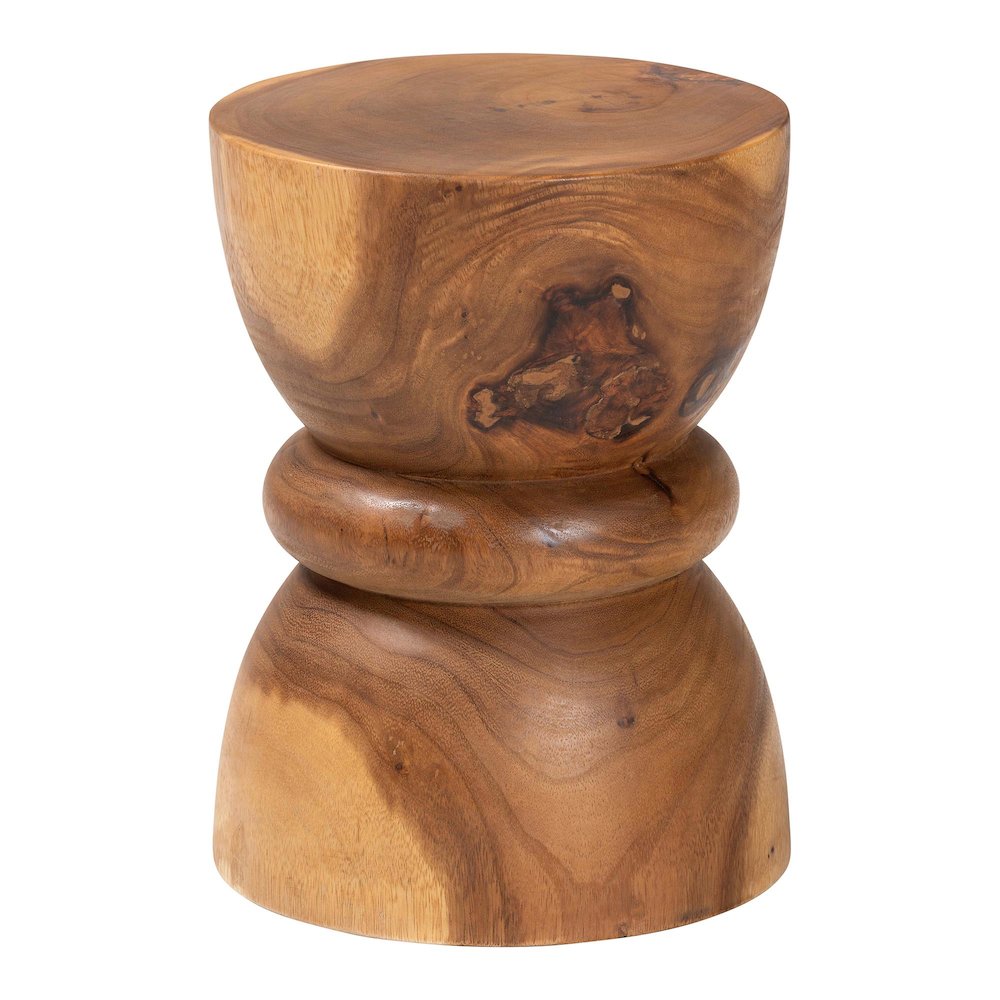 Wood Side Table - Handcrafted Sculptural End Table with Hourglass Design
