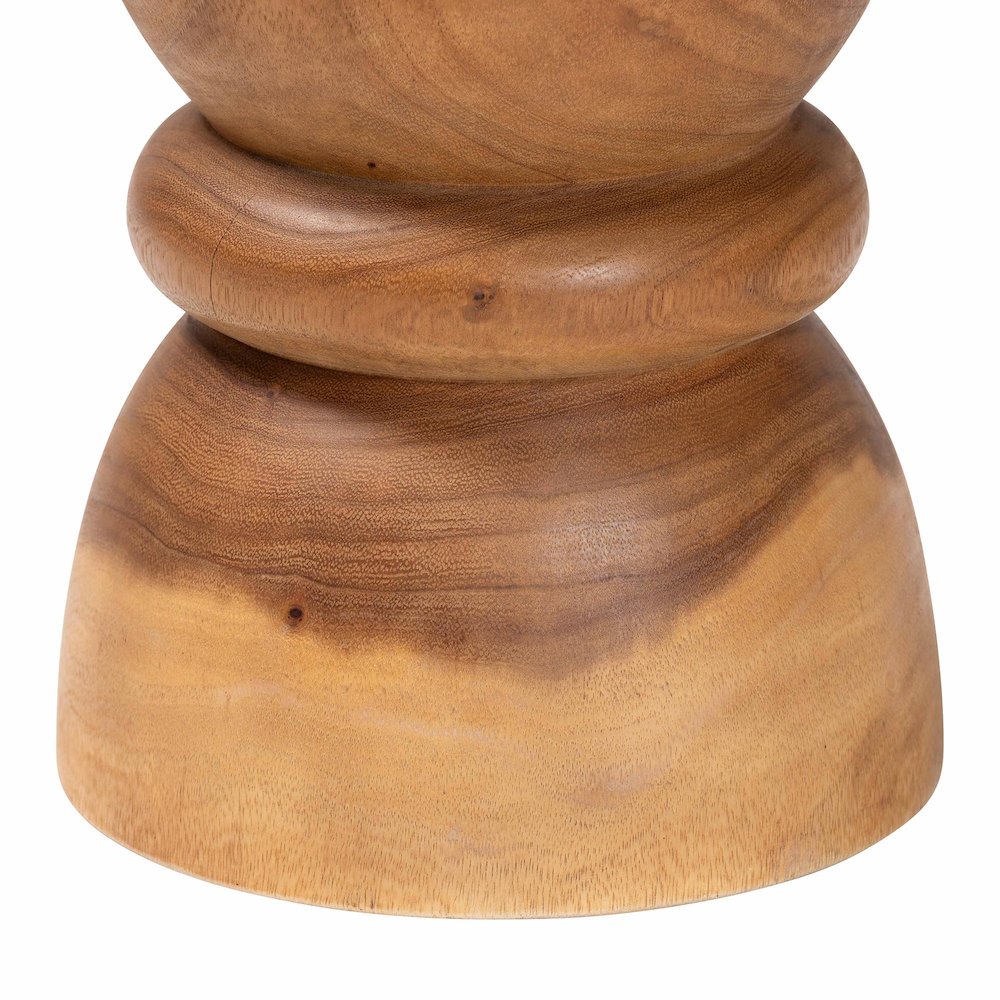 Wood Side Table - Handcrafted Sculptural End Table with Hourglass Design