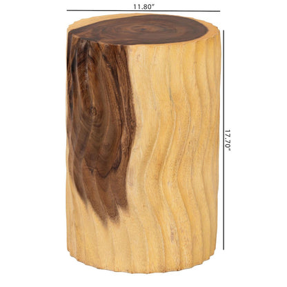 Fuchsia Hand-carved Suar Wood Side Table