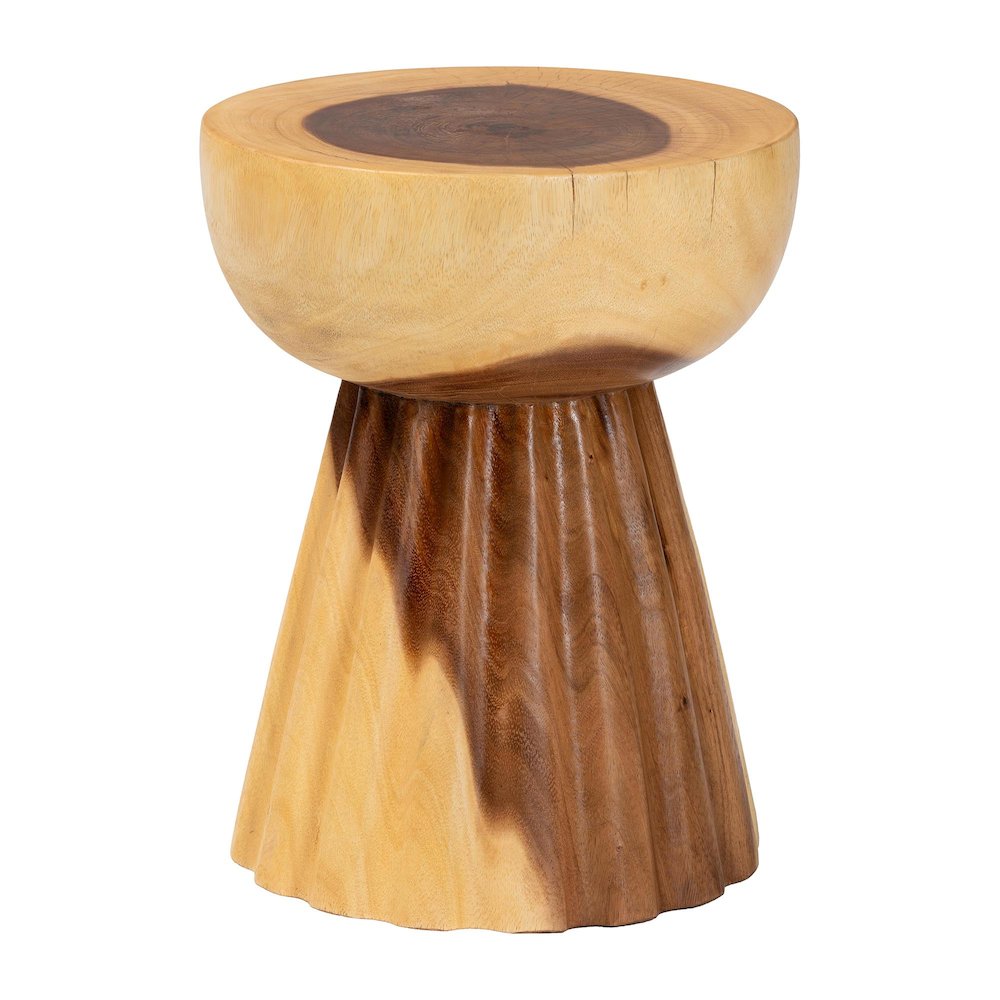 Alara Hand-carved Suar Wood Side Table