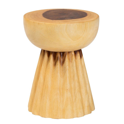 Alara Hand-carved Suar Wood Side Table