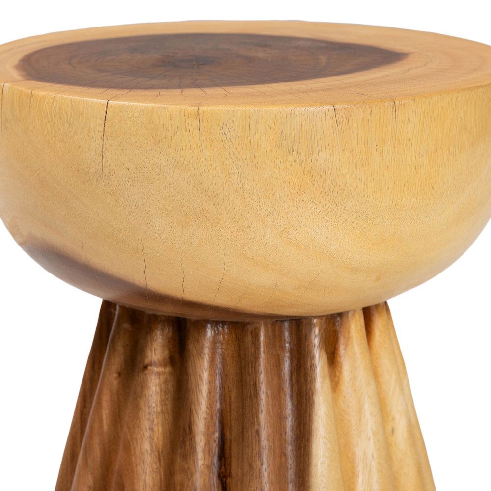 Alara Hand-carved Suar Wood Side Table