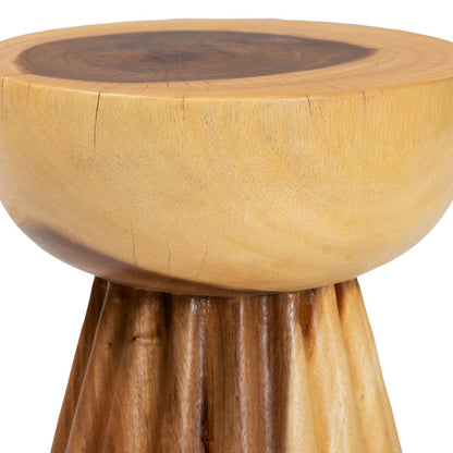 Alara Hand-carved Suar Wood Side Table