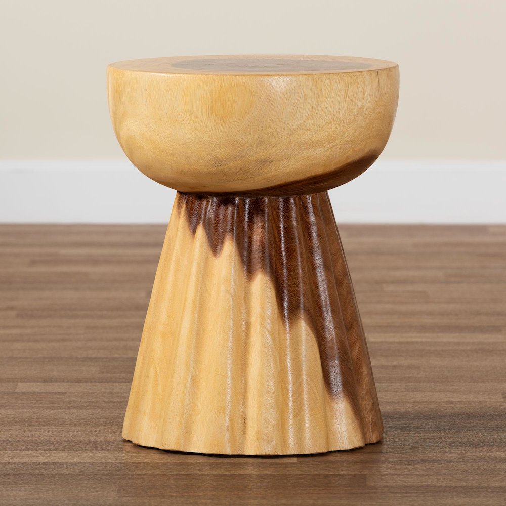 Alara Hand-carved Suar Wood Side Table
