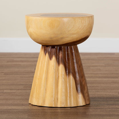 Alara Hand-carved Suar Wood Side Table