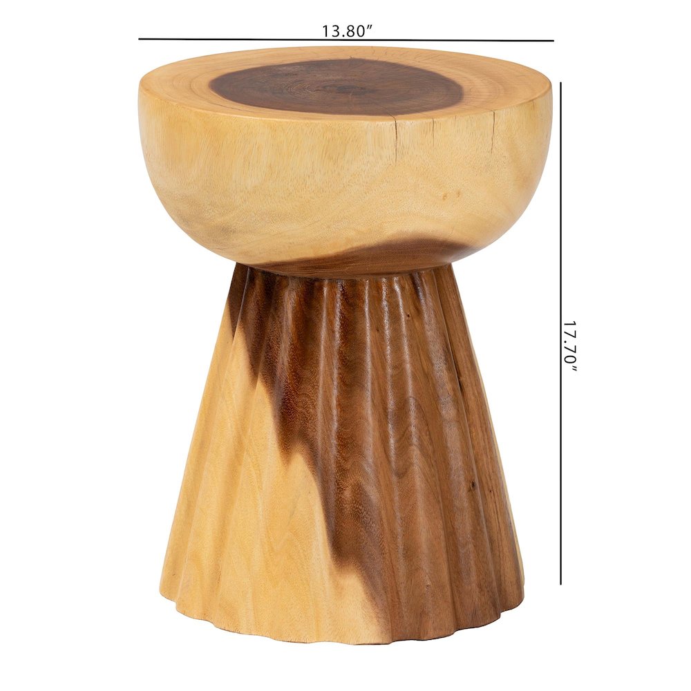 Alara Hand-carved Suar Wood Side Table