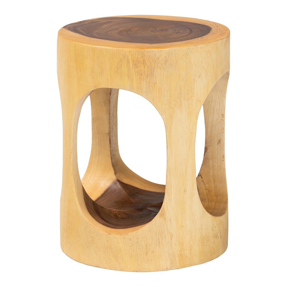 Kaseko Hand-carved Suar Wood Side Table - Sculptural Accent Table