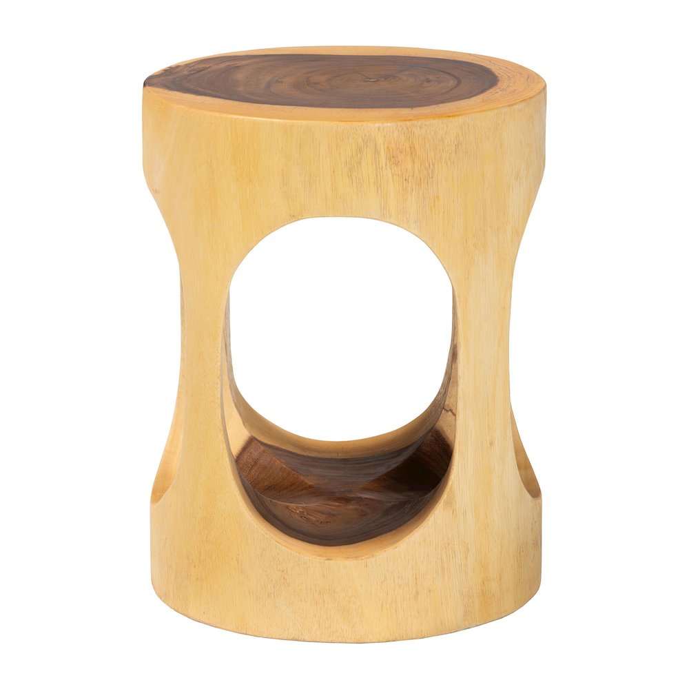 Kaseko Hand-carved Suar Wood Side Table - Sculptural Accent Table