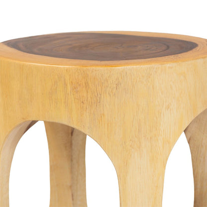 Kaseko Hand-carved Suar Wood Side Table - Sculptural Accent Table