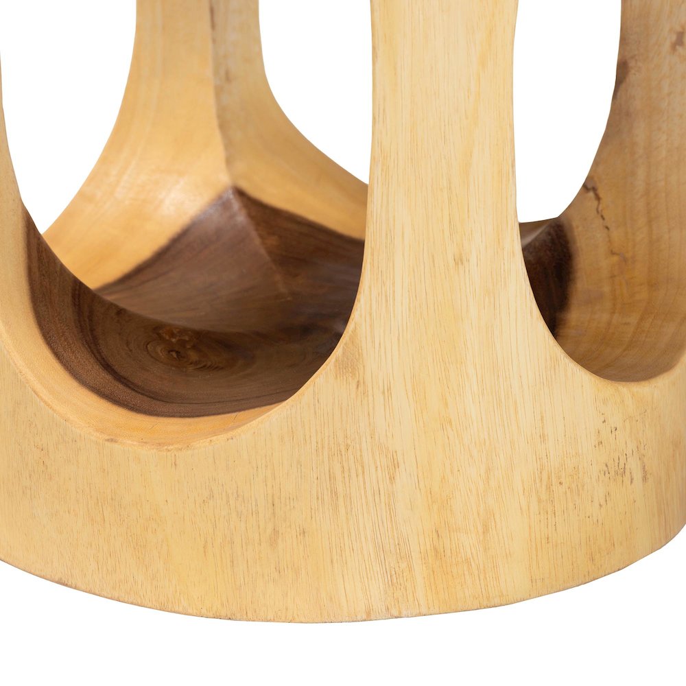 Kaseko Hand-carved Suar Wood Side Table - Sculptural Accent Table