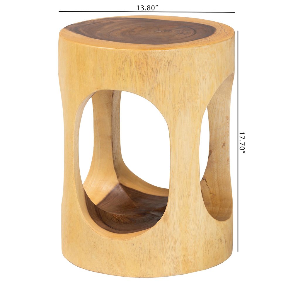 Kaseko Hand-carved Suar Wood Side Table - Sculptural Accent Table