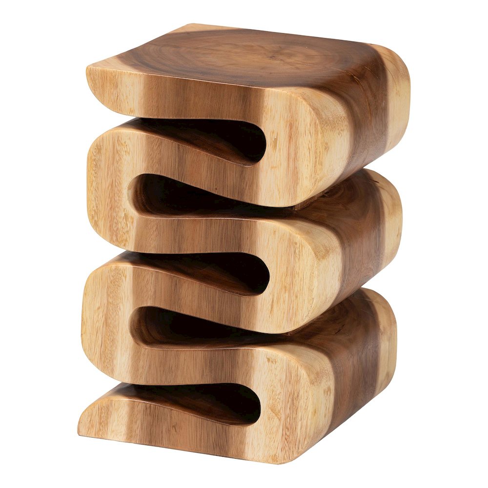 Eliada Hand-carved Suar Wood Side Table