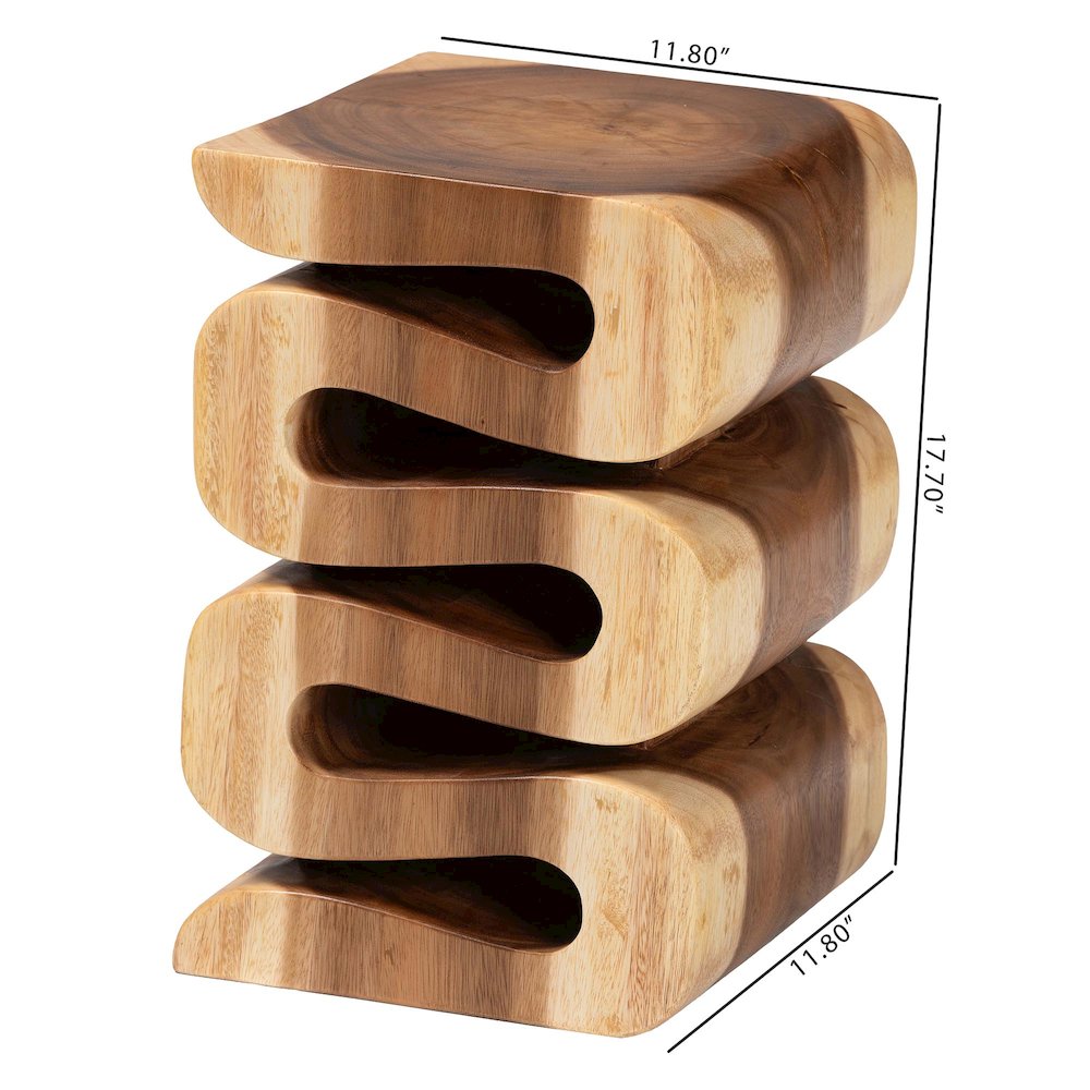 Eliada Hand-carved Suar Wood Side Table