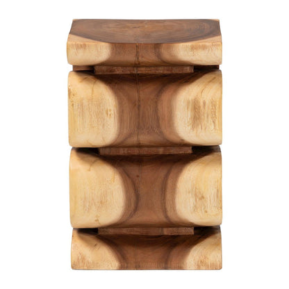 Eliada Hand-carved Suar Wood Side Table