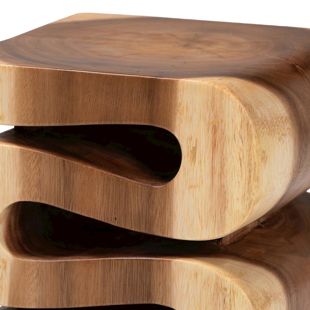 Eliada Hand-carved Suar Wood Side Table
