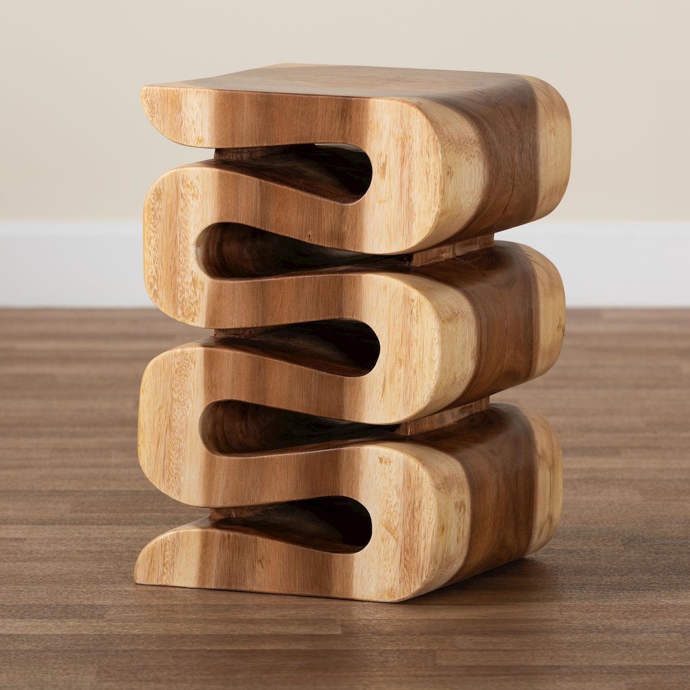 Eliada Hand-carved Suar Wood Side Table
