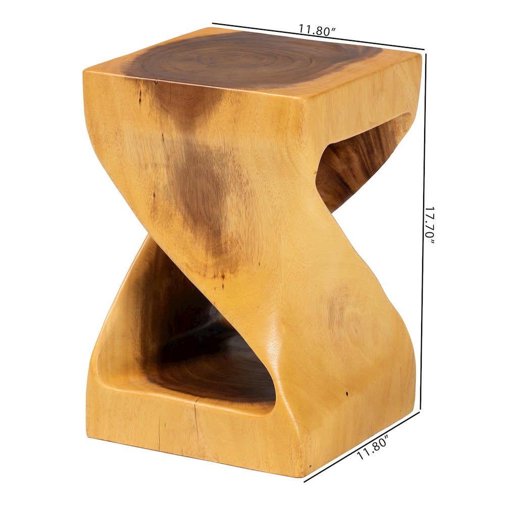 Rapha Hand-carved Suar Wood Side Table
