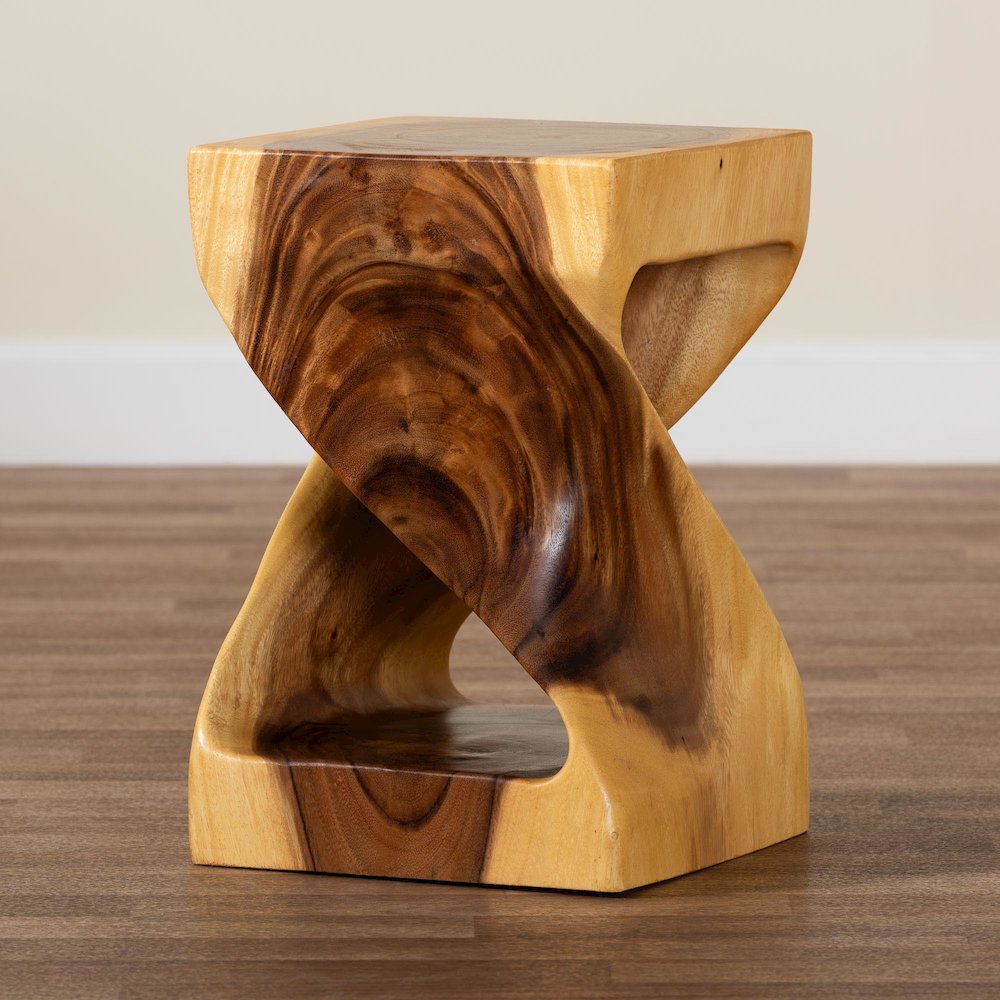 Rapha Hand-carved Suar Wood Side Table