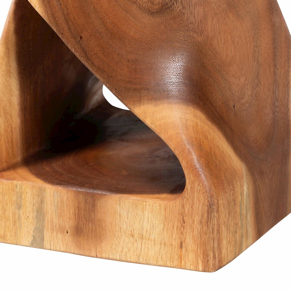 Rapha Suar Wood Accent Table - Hand-Carved Sculptural Pedestal Stand