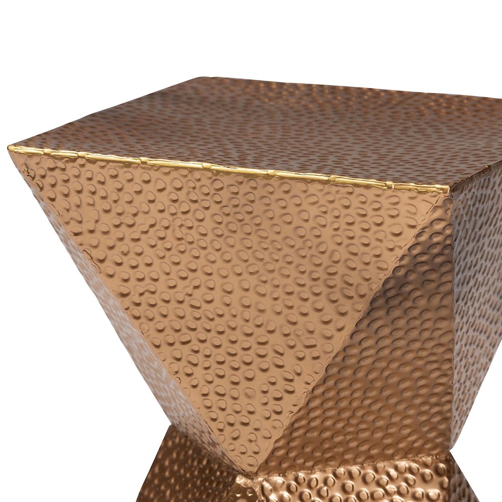 Pacey Textured Metal Accent Table - Geometric Gold Side Table