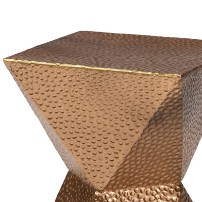 Pacey Textured Metal Accent Table - Geometric Gold Side Table