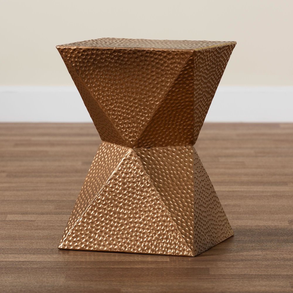 Pacey Textured Metal Accent Table - Geometric Gold Side Table