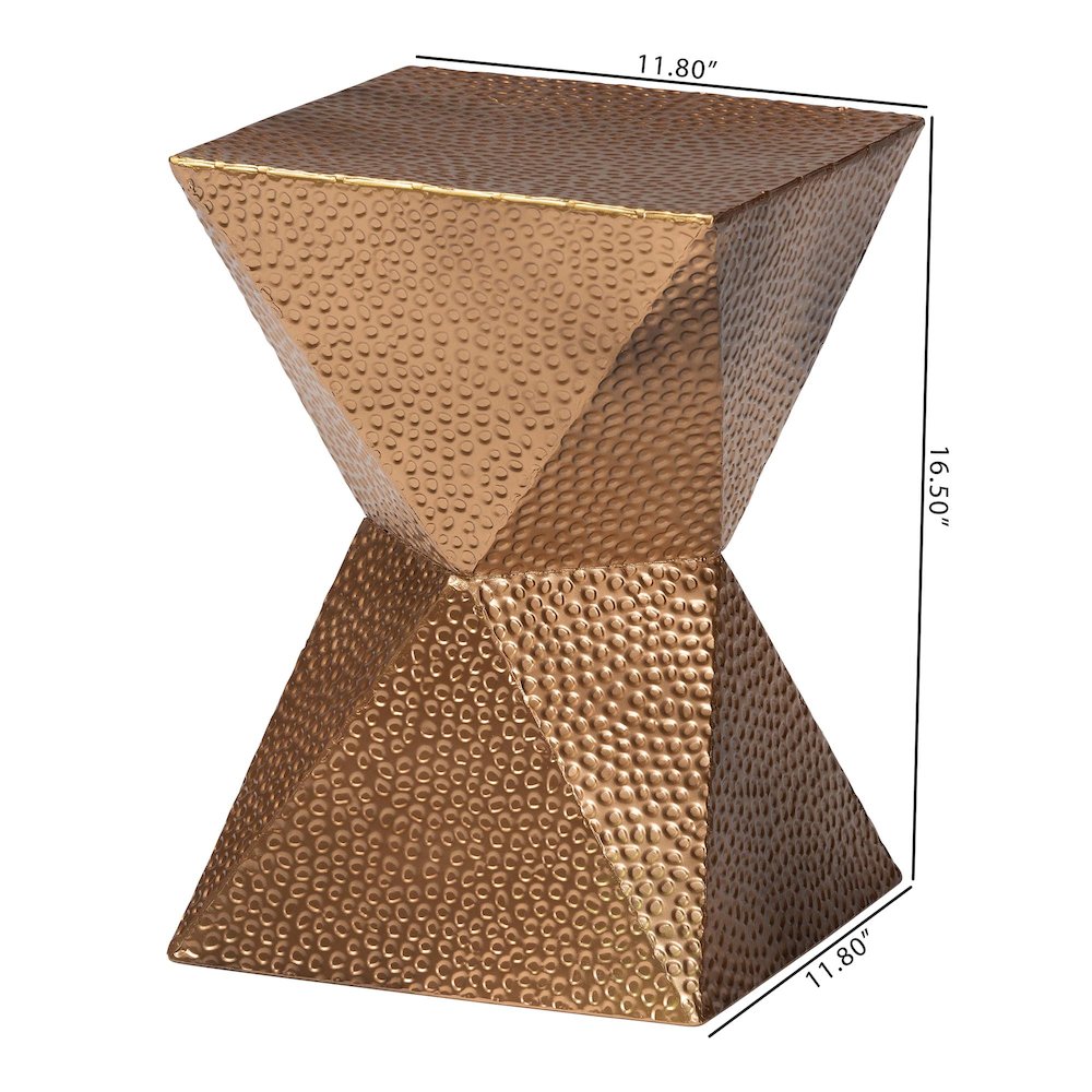 Pacey Textured Metal Accent Table - Geometric Gold Side Table