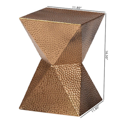 Pacey Textured Metal Accent Table - Geometric Gold Side Table