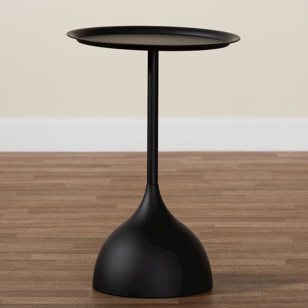 Webb Black Metal Pedestal Side Table - Modern Accent Table