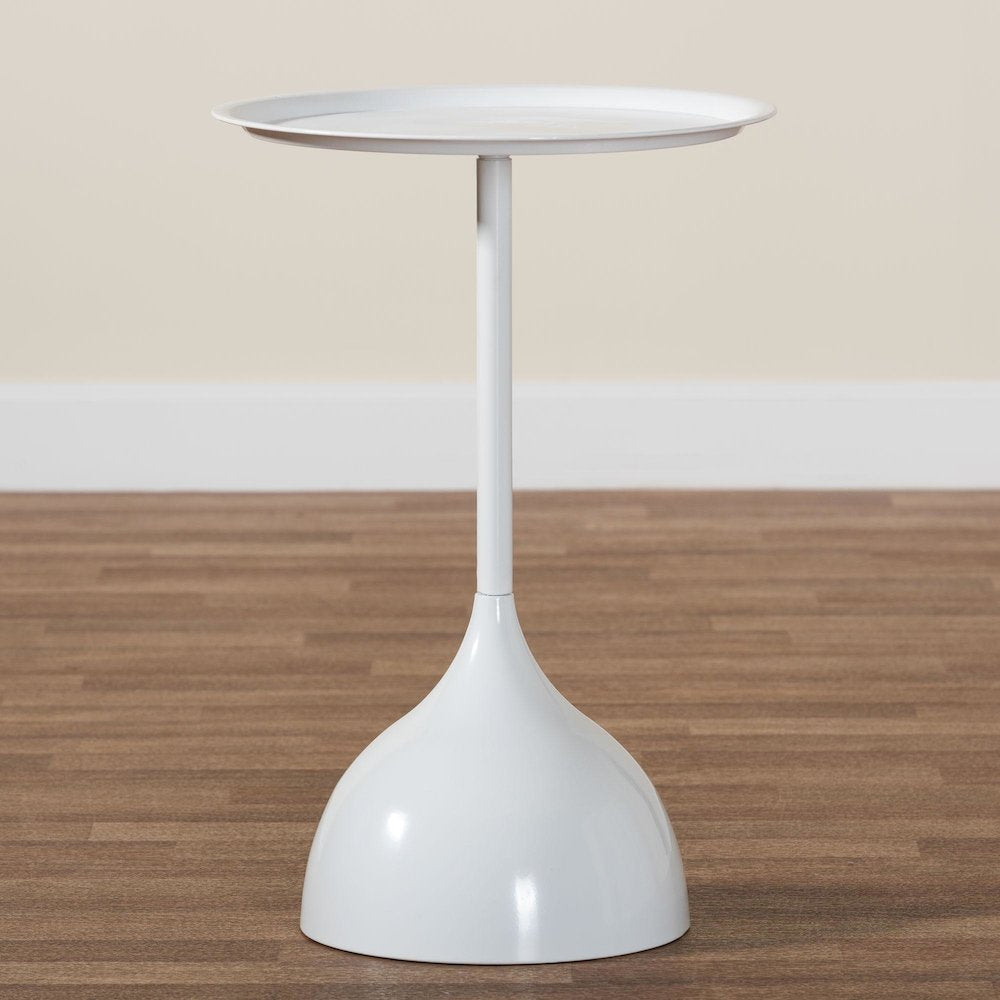 Webb White Metal Pedestal Side Table - Modern Accent Table