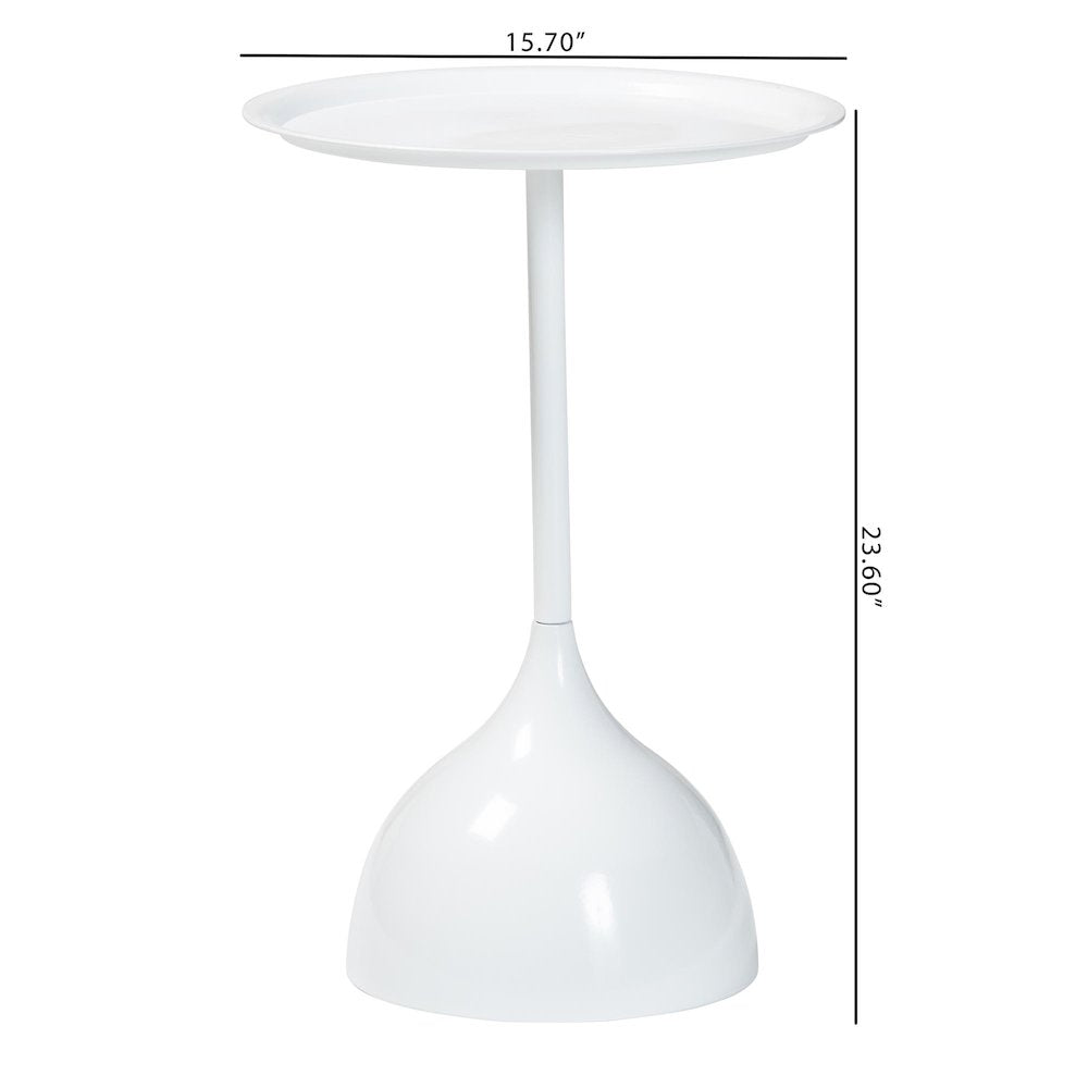 Webb White Metal Pedestal Side Table - Modern Accent Table