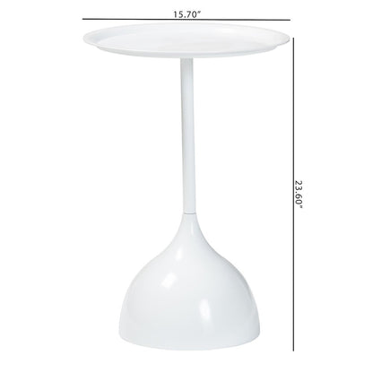 Webb White Metal Pedestal Side Table - Modern Accent Table