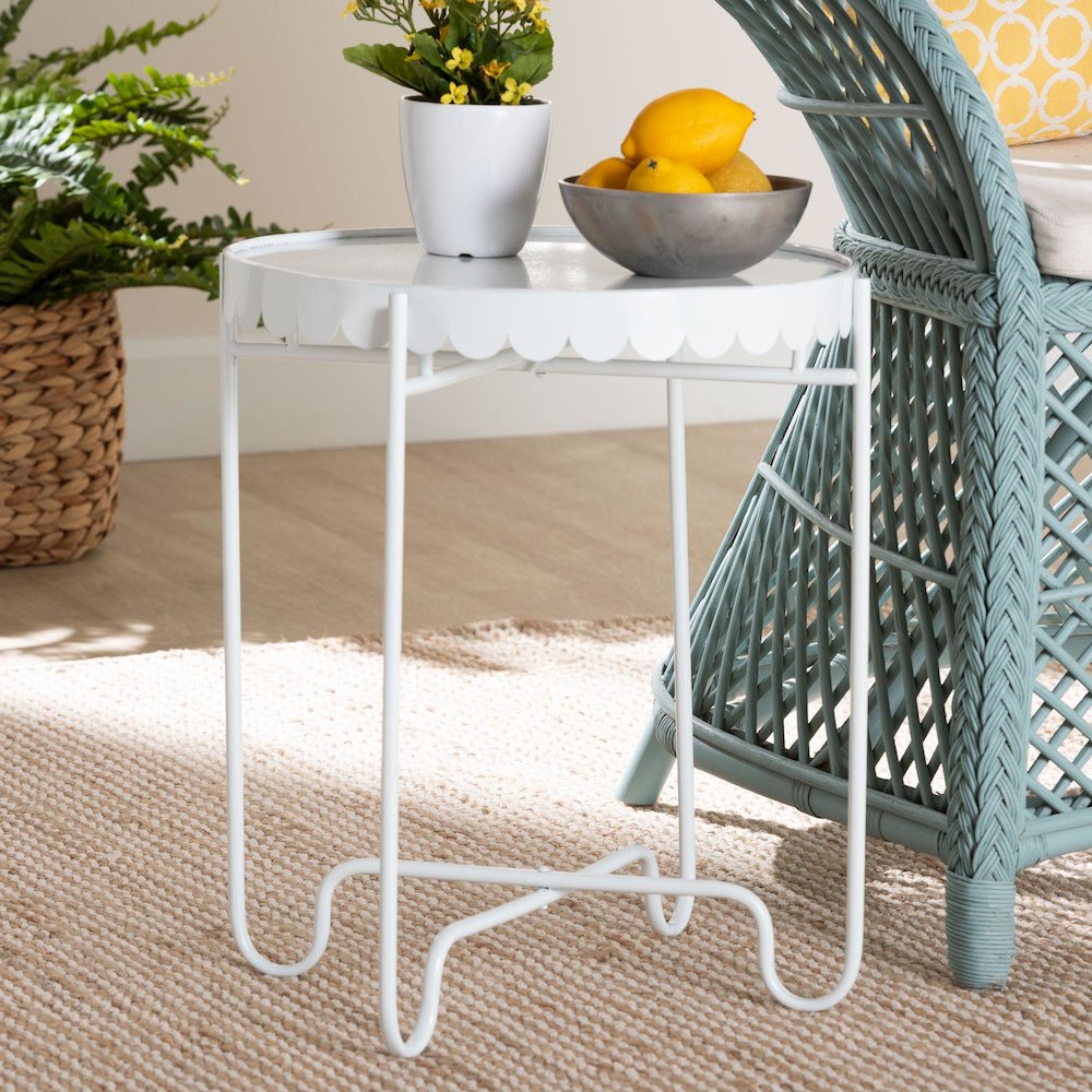 Laverne White Metal Side Table