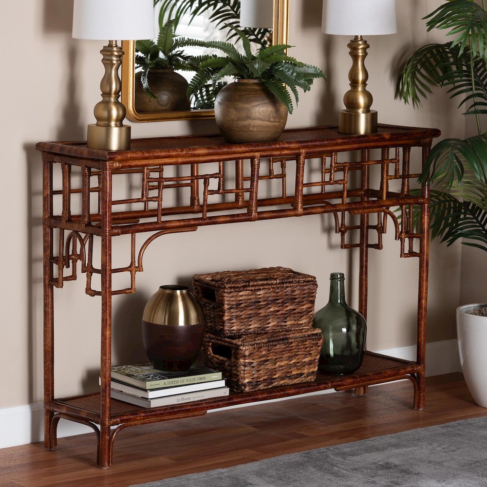 Sebalio Tortoise Natural Rattan Console Table