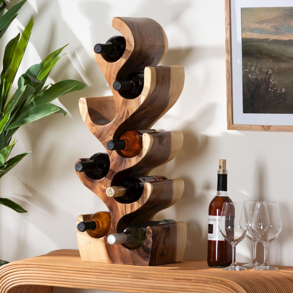 Matana Suar Wood Wine Rack