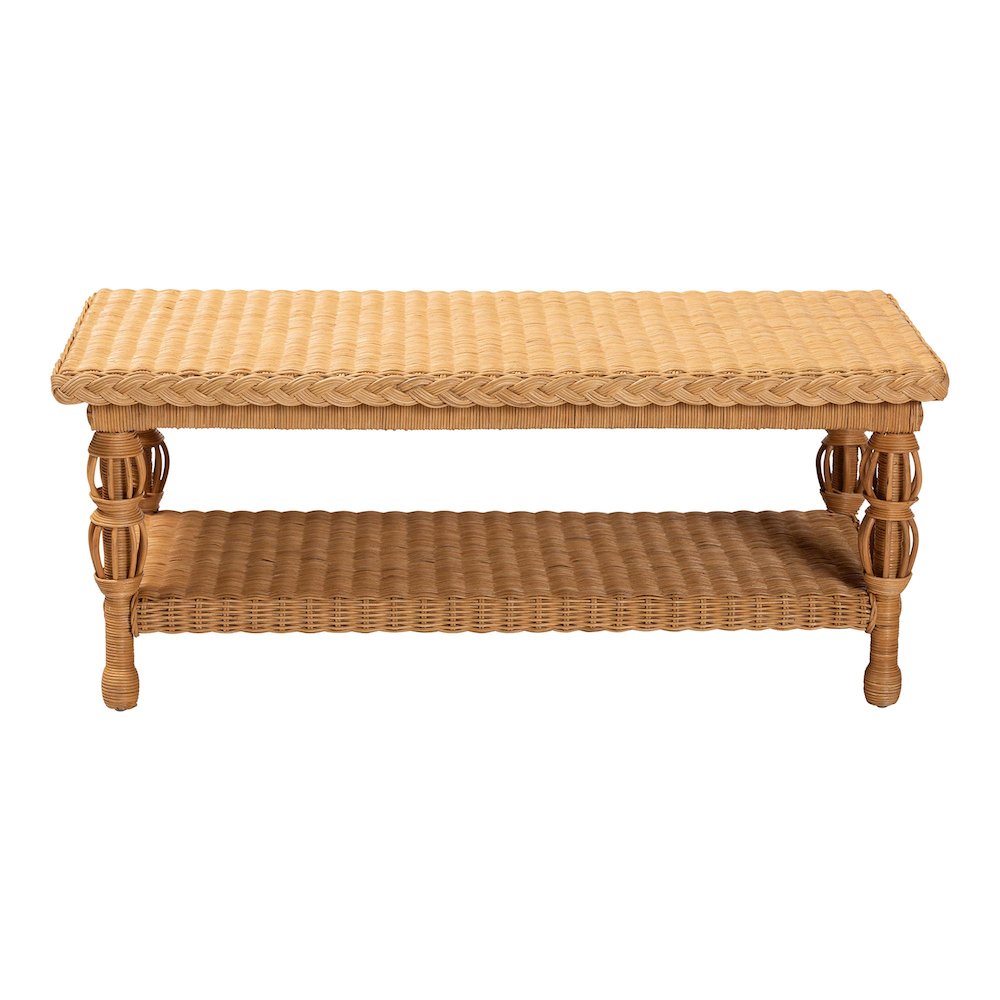 Dolby Natural Rattan Coffee Table - Handwoven Wicker Accent Table