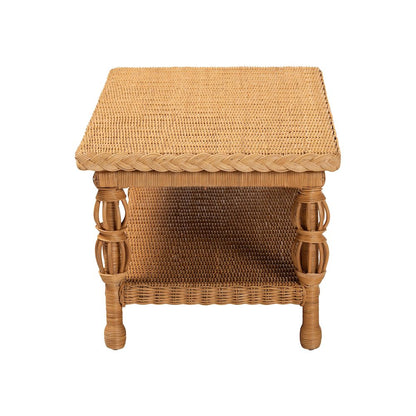 Dolby Natural Rattan Coffee Table - Handwoven Wicker Accent Table