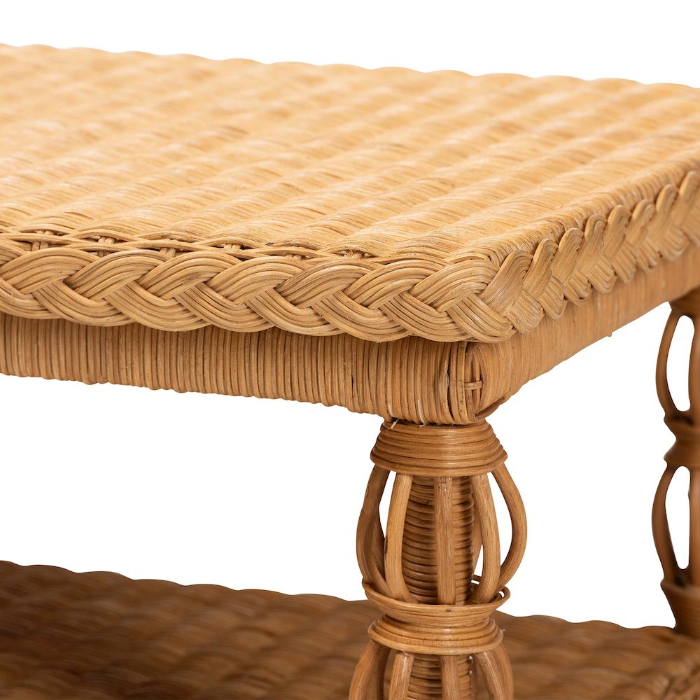 Dolby Natural Rattan Coffee Table - Handwoven Wicker Accent Table