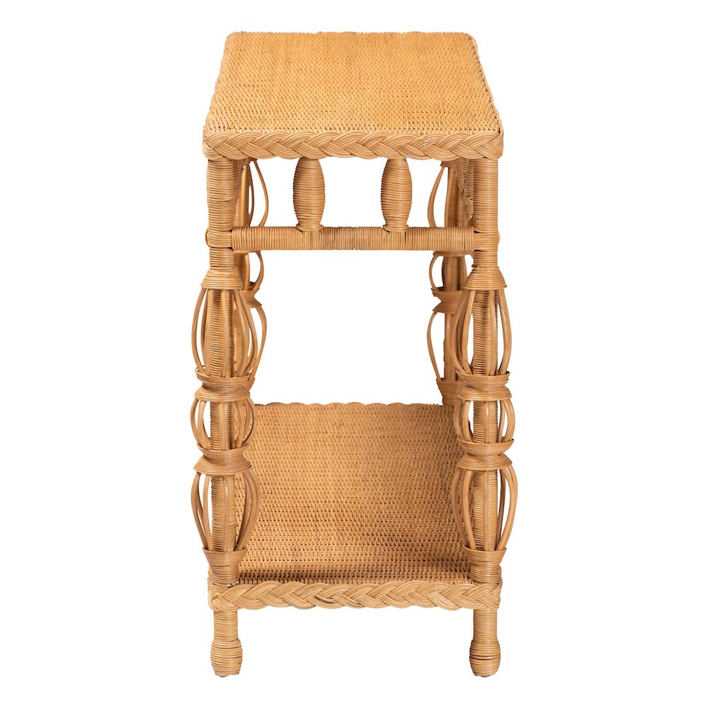 Natural Rattan Console Table - Handwoven Wicker Accent Table